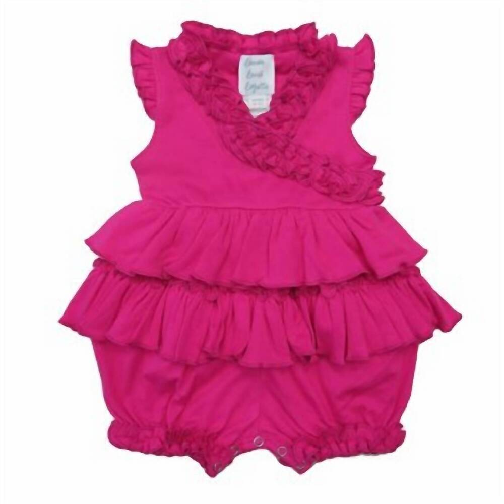 NEW LEMON LOVES LAYETTE baby girls' lotus romper in hot pink